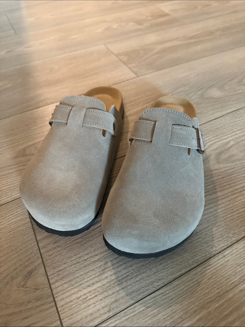 Project cloud Suede Slip-On Clog Mules in Light Taupe